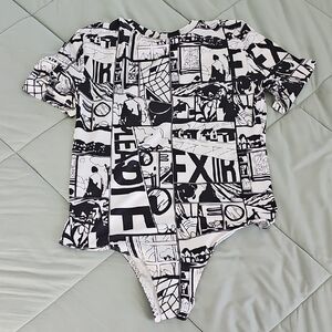 Graphic Black and White Bodysuit
